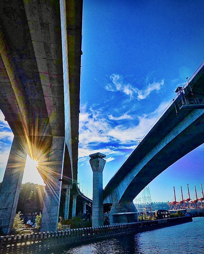 SDOT High bridge repair Removed all work platforms; closing the